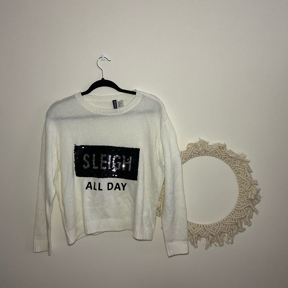 H&M Sleep Sleigh Sequin Holiday Sweater